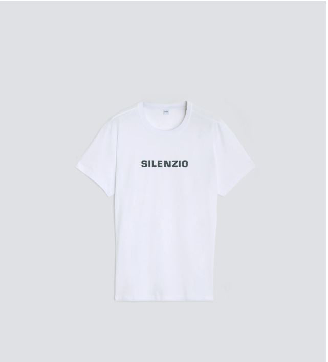T-SHIRT IN JERSEY DI COTONE CON STAMPA "SILENZIO"