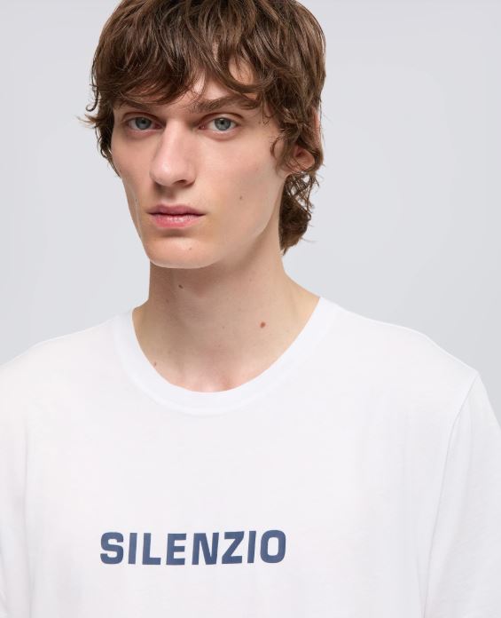 T-SHIRT IN JERSEY DI COTONE CON STAMPA "SILENZIO"