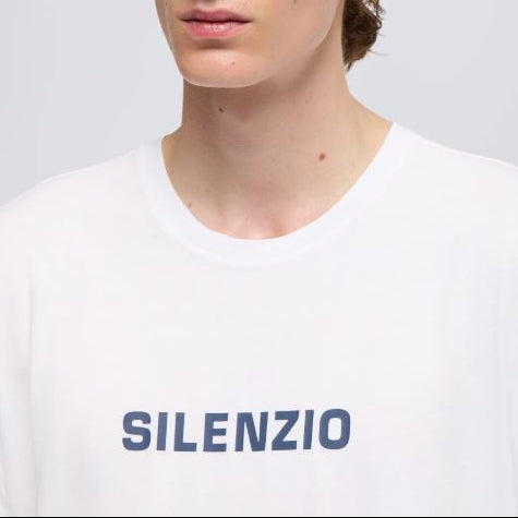 T-SHIRT IN JERSEY DI COTONE CON STAMPA "SILENZIO"
