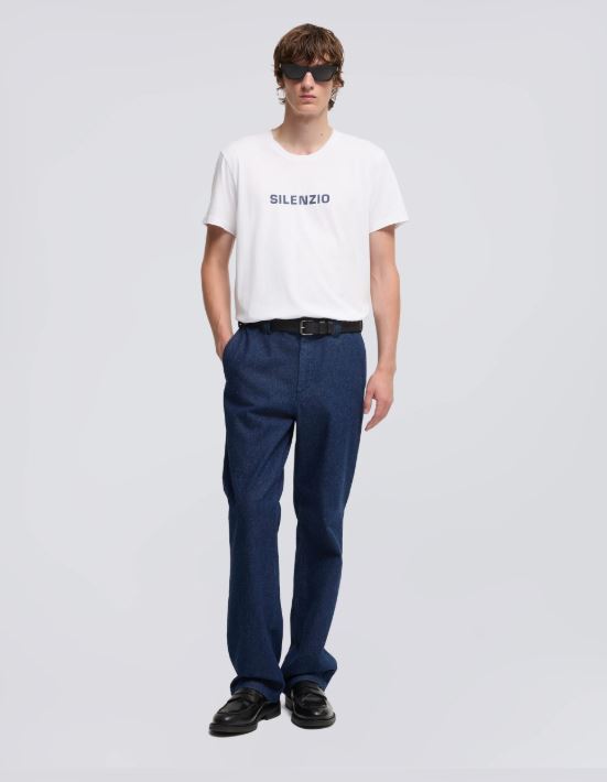 T-SHIRT IN JERSEY DI COTONE CON STAMPA "SILENZIO"