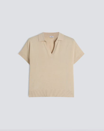MAGLIA SCOLLO A V CON COLLETTO IN FILATO DI PURO COTONE