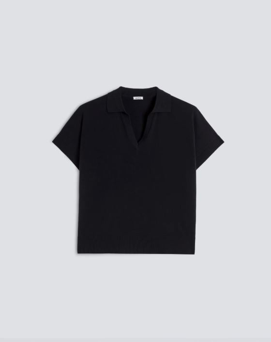 MAGLIA SCOLLO A V CON COLLETTO IN FILATO DI PURO COTONE