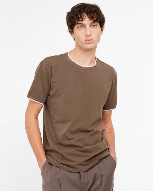 t-shirt contrasti jersey di cotone stretch