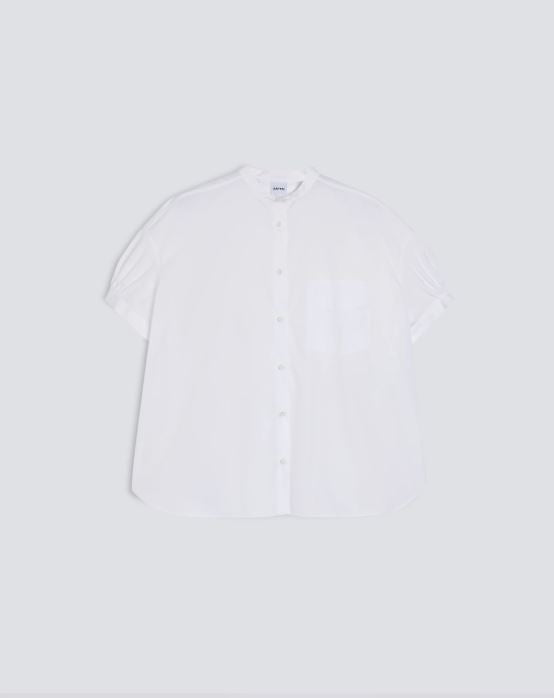 CAMICIA IN POPELINE DI PURO COTONE CON COLLO ALLA COREANA