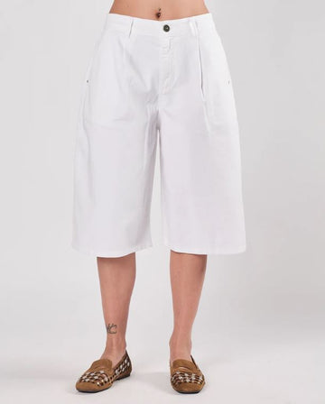 Bermuda lungo in denim bianco