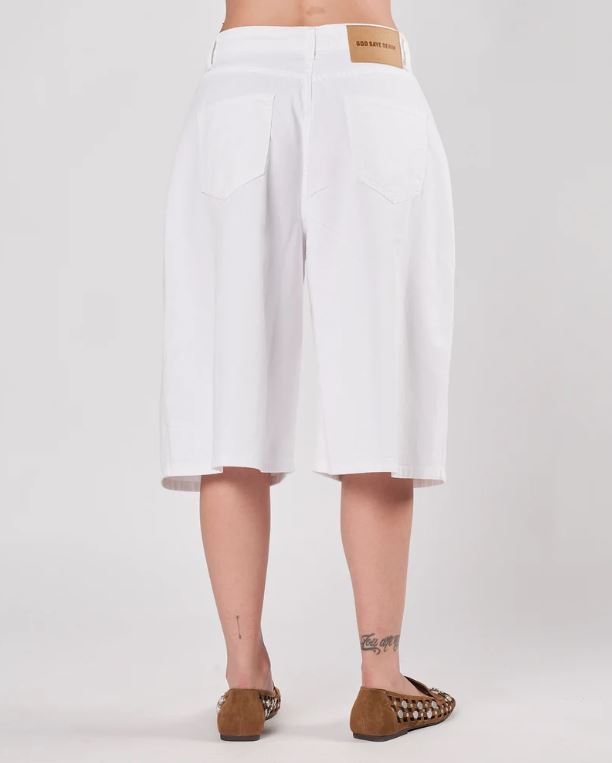 Bermuda lungo in denim bianco