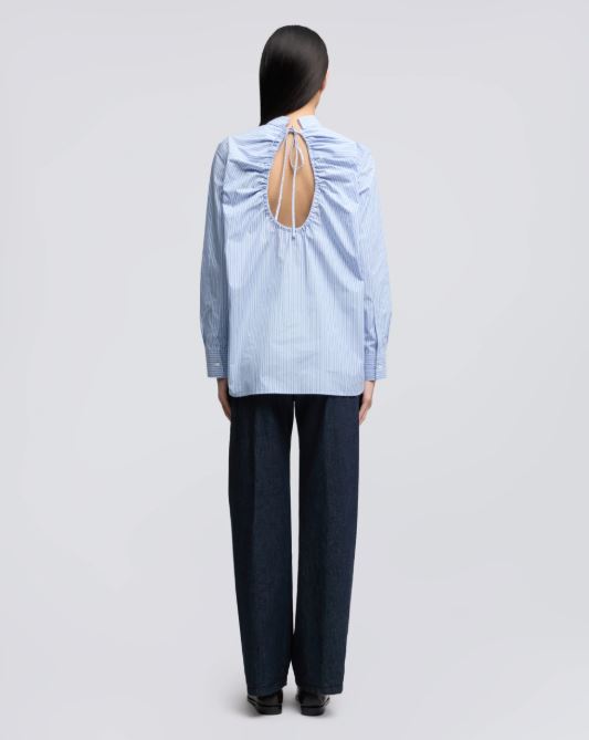 CAMICIA IN POPELINE DI COTONE RIGATO
