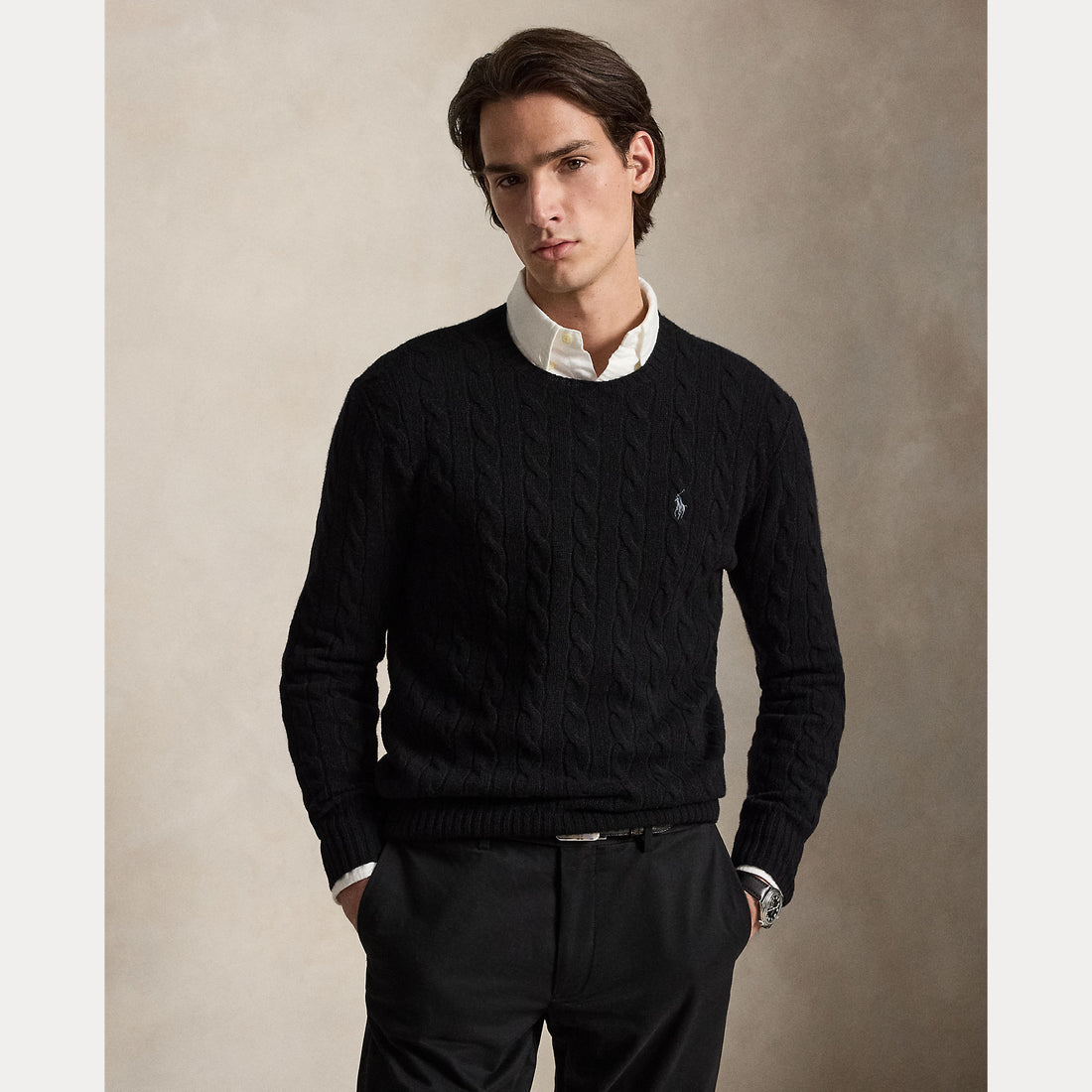 MAGLIONE IN LANA E CASHMERE A TRECCE