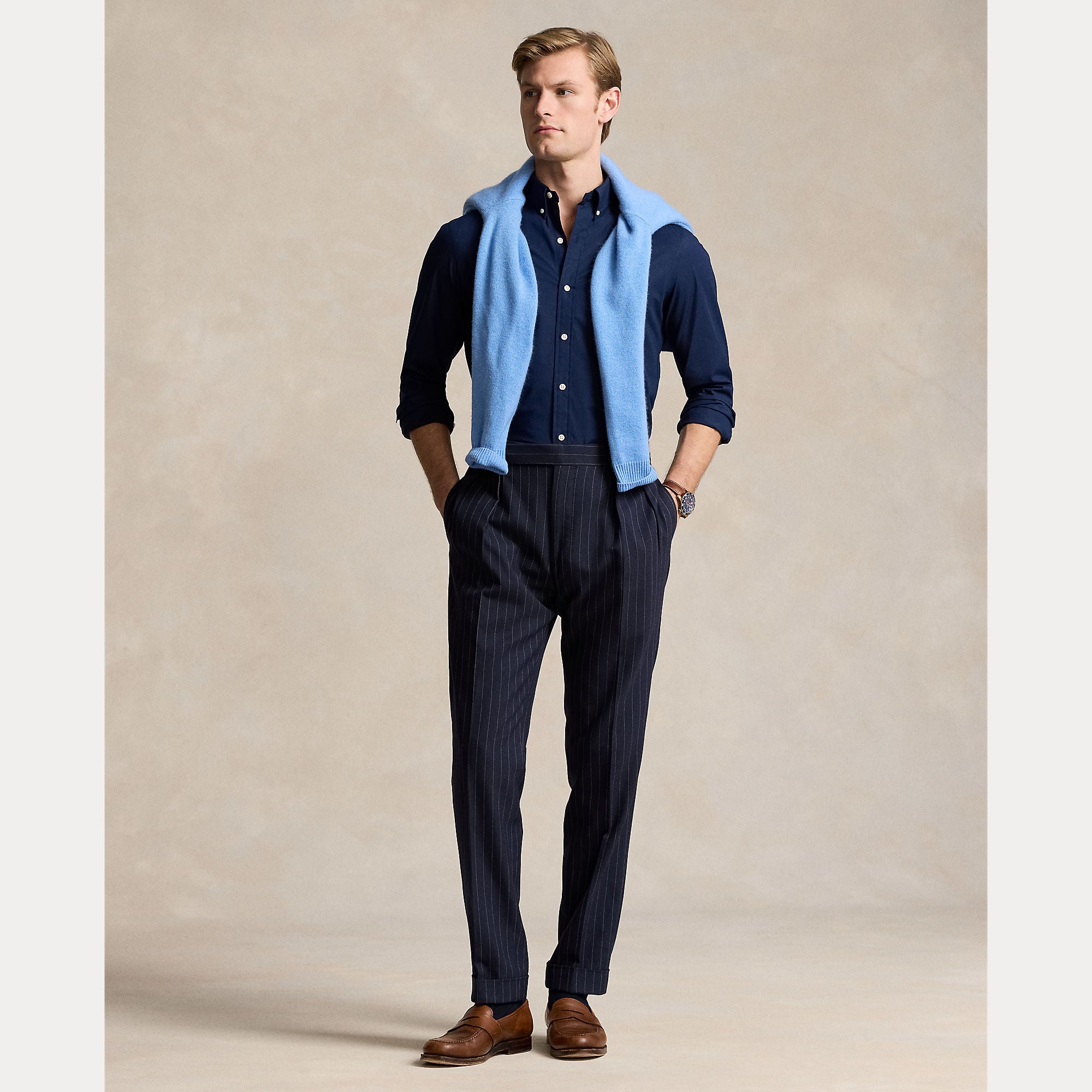 Camicia slim fit in popeline elasticizzato