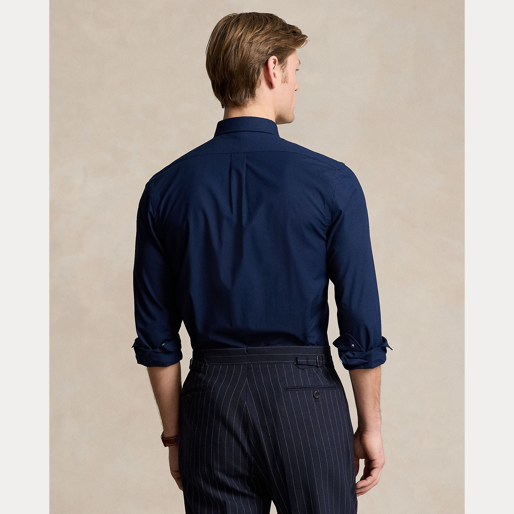 Camicia slim fit in popeline elasticizzato