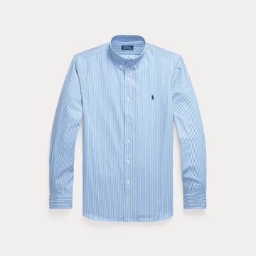 Camicia slim fit a righe in popeline elasticizzato