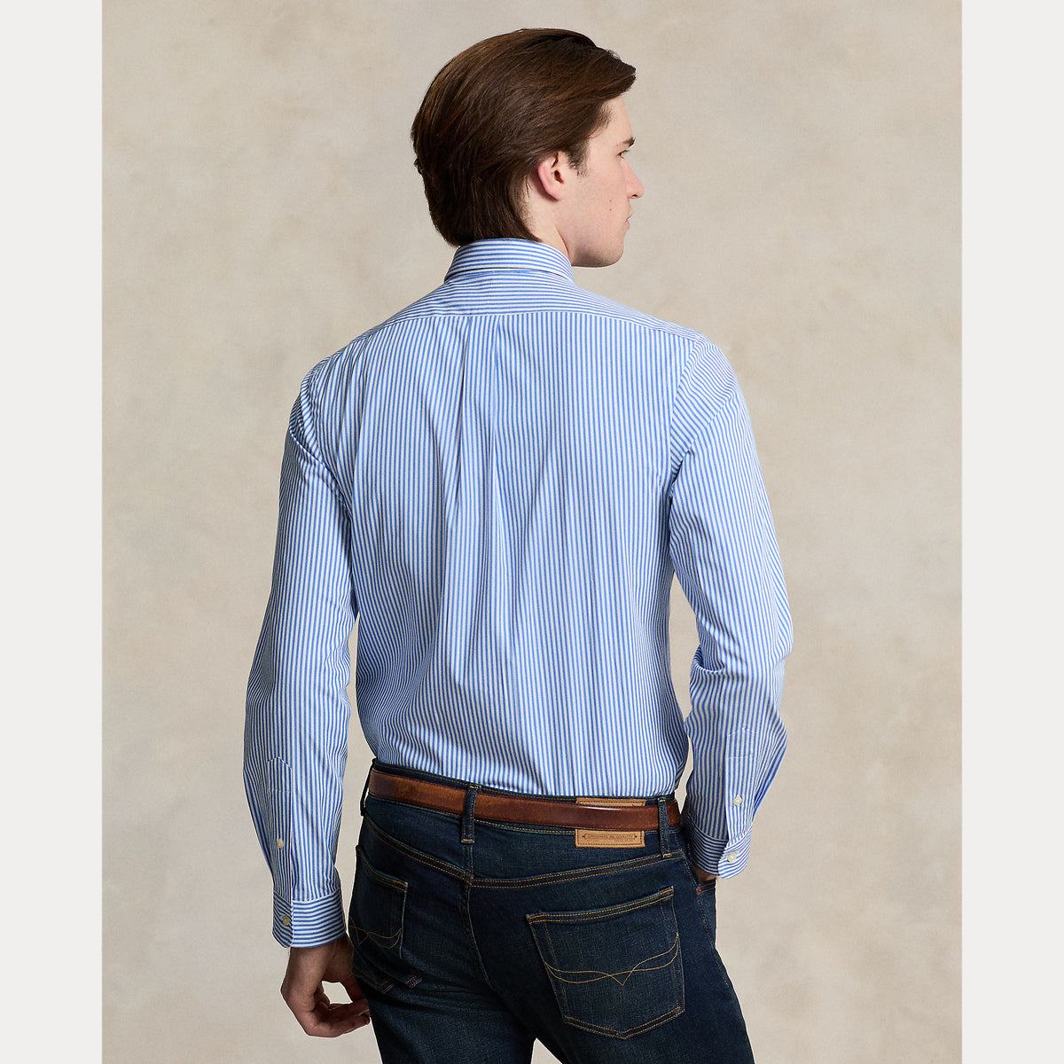 Camicia slim fit a righe in popeline elasticizzato