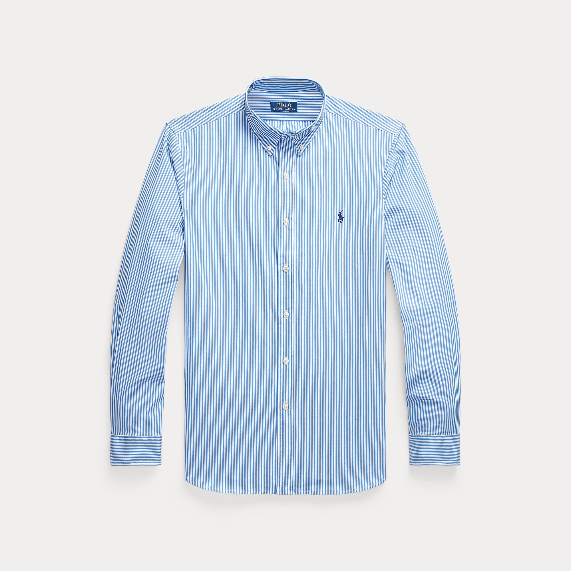 Camicia slim fit a righe in popeline elasticizzato