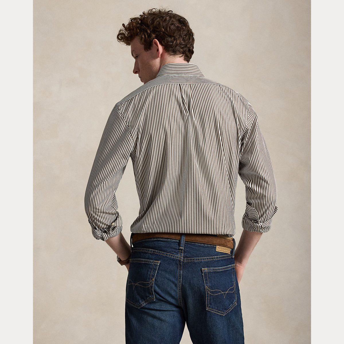 Camicia a righe in popeline elasticizzato su misura