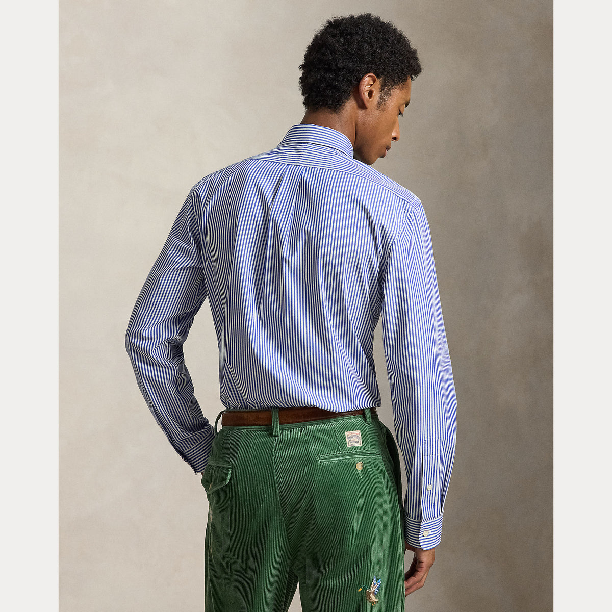 Camicia a righe in popeline elasticizzato su misura
