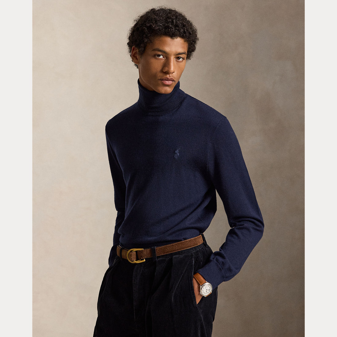 Maglione a collo alto in lana lavabile