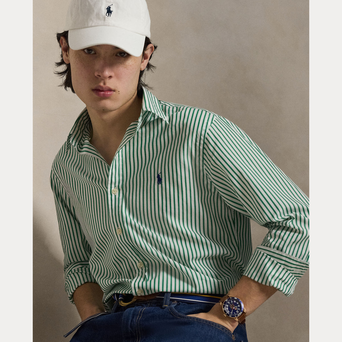 Camicia a righe in tessuto broadcloth