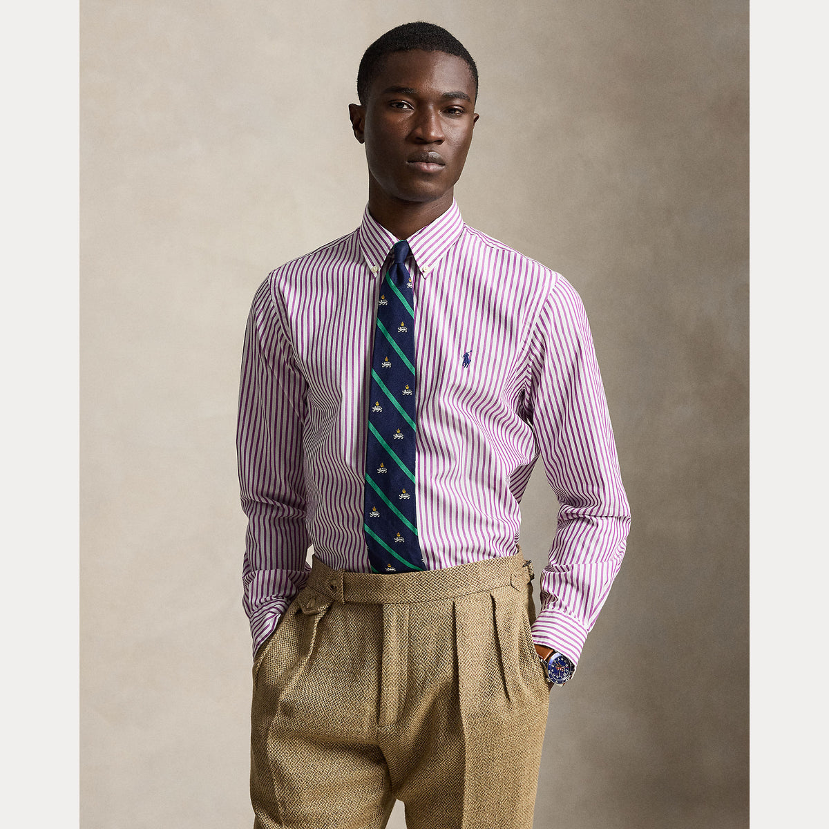 Camicia a righe in tessuto broadcloth