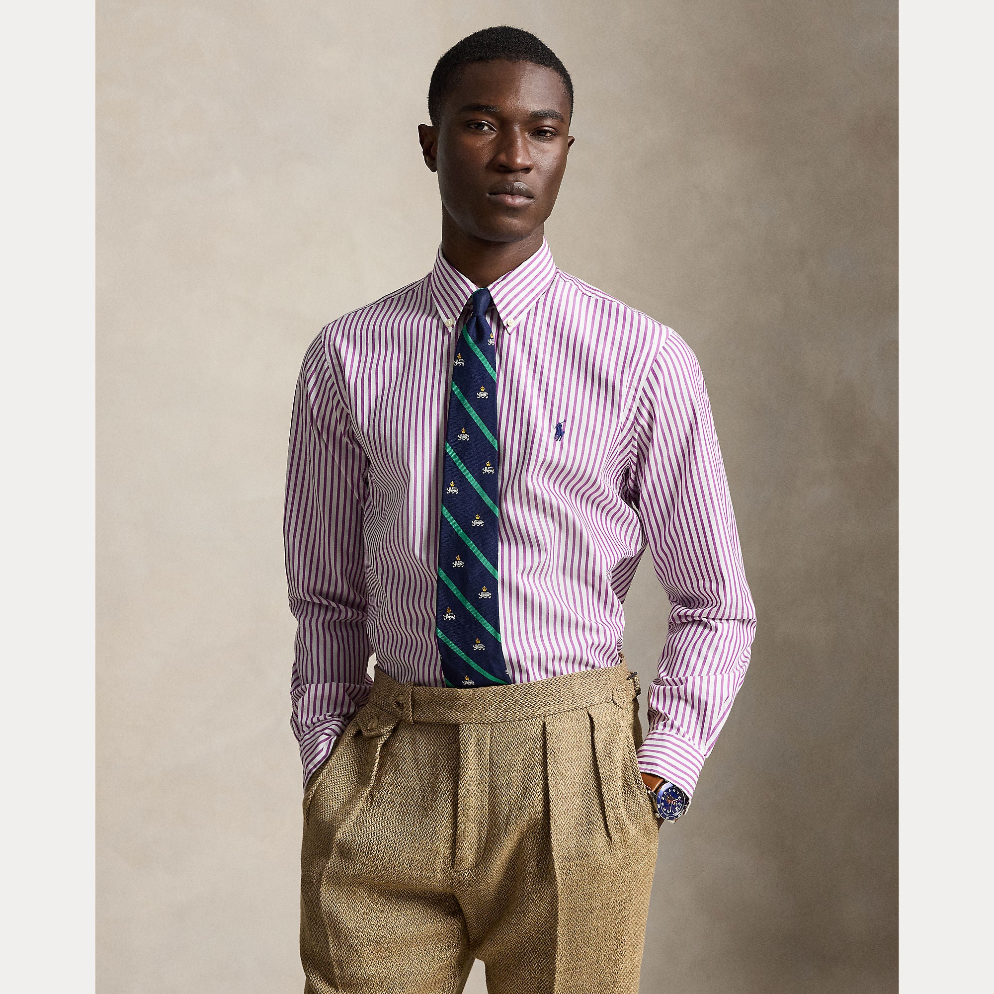 Camicia a righe in tessuto broadcloth