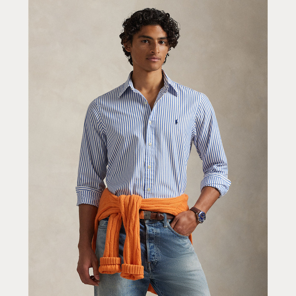 Camicia a righe in tessuto broadcloth