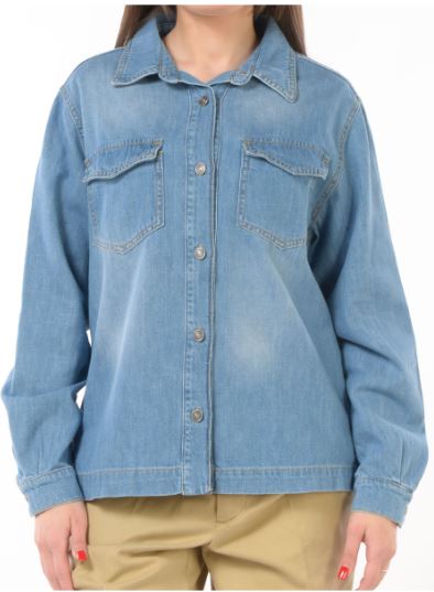Camicia da donna God Save Denim in denim con tasche