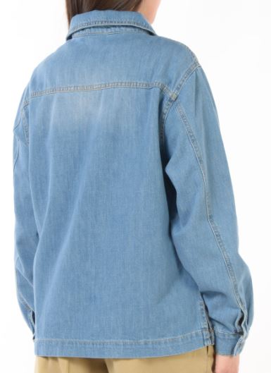 Camicia da donna God Save Denim in denim con tasche