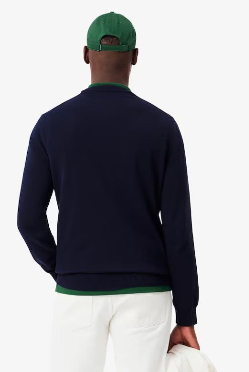 Pullover girocollo monocromatico in cotone Lacoste