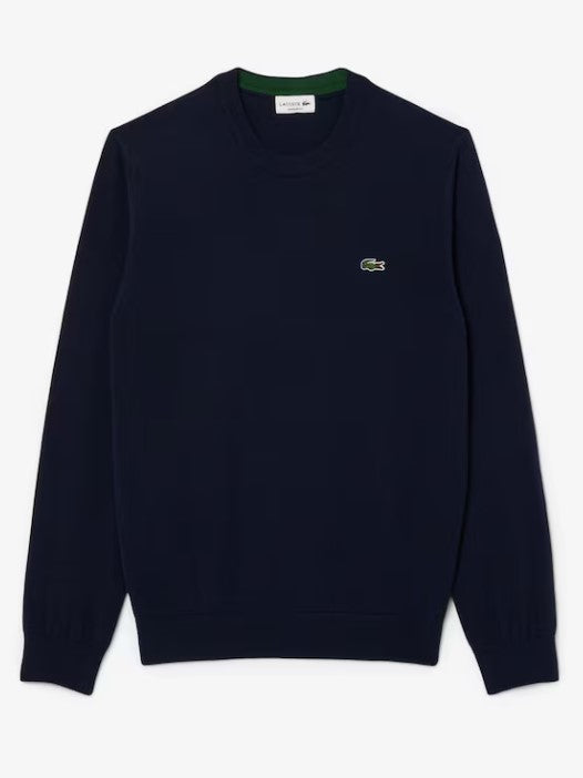 Pullover girocollo monocromatico in cotone Lacoste