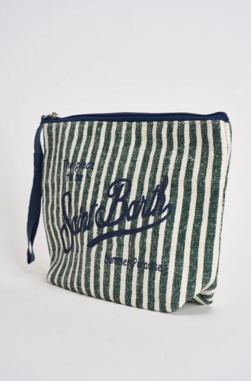 MC2 SAINT BARTH pochette donna aline in lino a righe verde