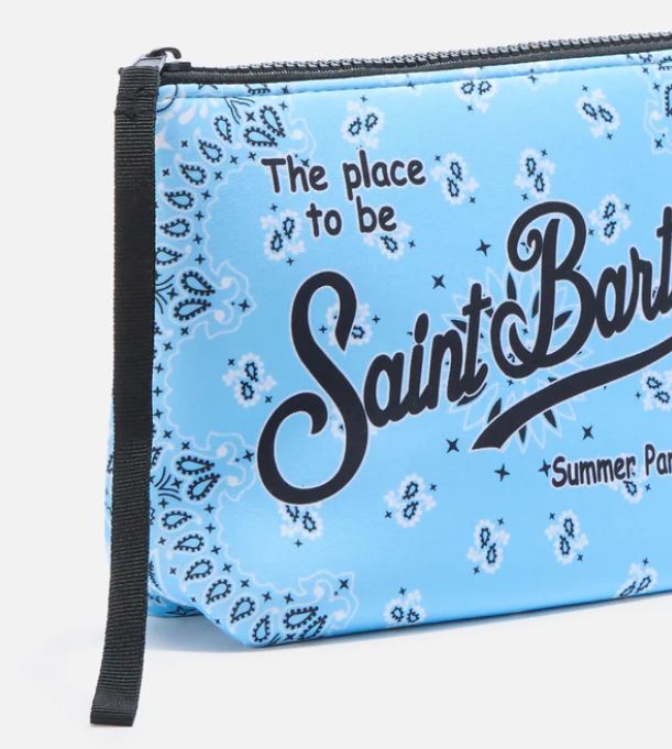 Pochette Aline in scuba con stampa bandana azzurra