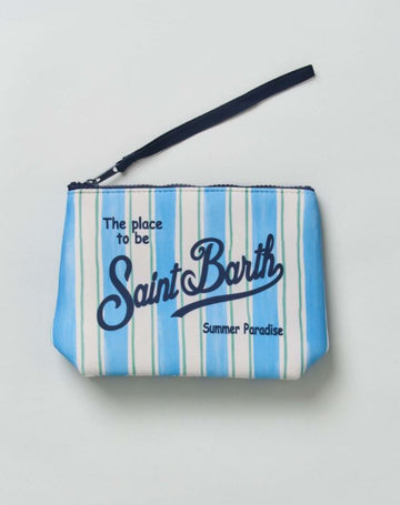 MC2 SAINT BARTH
Pochette MC2 Saint Barth Aline a righe azzurre e bianco-verde in neoprene con logo in contrasto