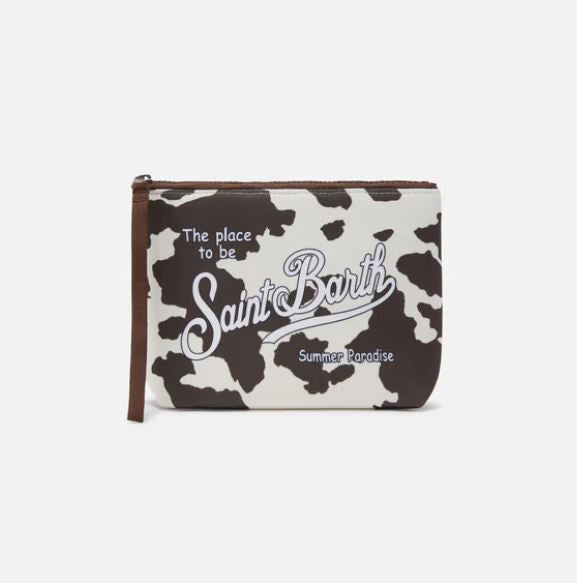 Pochette Aline in scuba con stampa animalier muccata