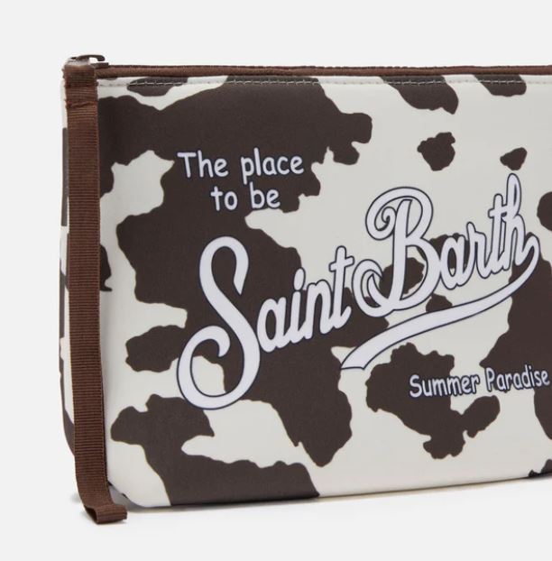 Pochette Aline in scuba con stampa animalier muccata
