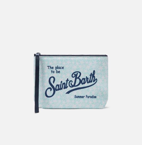 Pochette Aline azzurra in scuba con stampa stelle marine