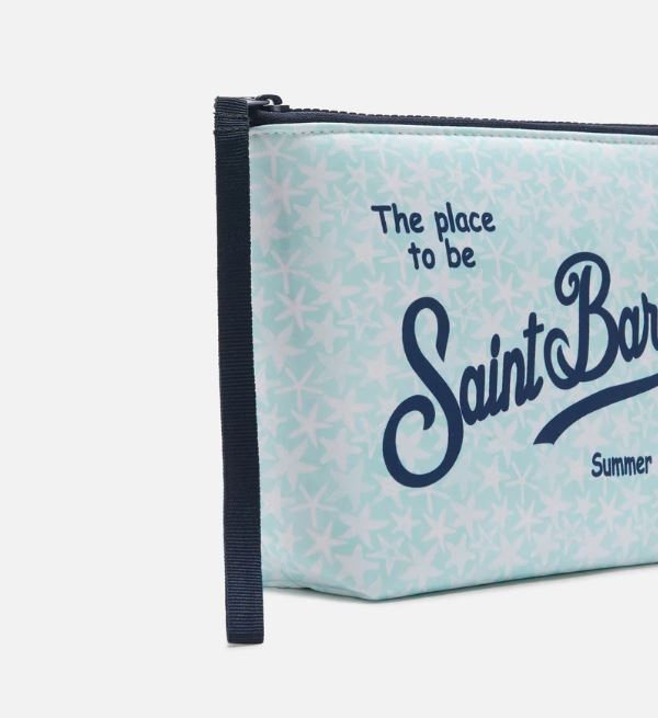Pochette Aline azzurra in scuba con stampa stelle marine