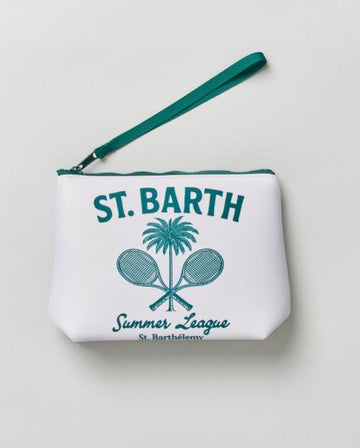 Pochette MC2 Saint Barth Aline in neoprene bianco in fantasia tennis summer league