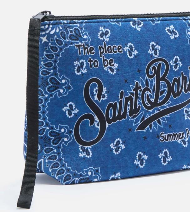 Pochette Aline in scuba con stampa bandana blu