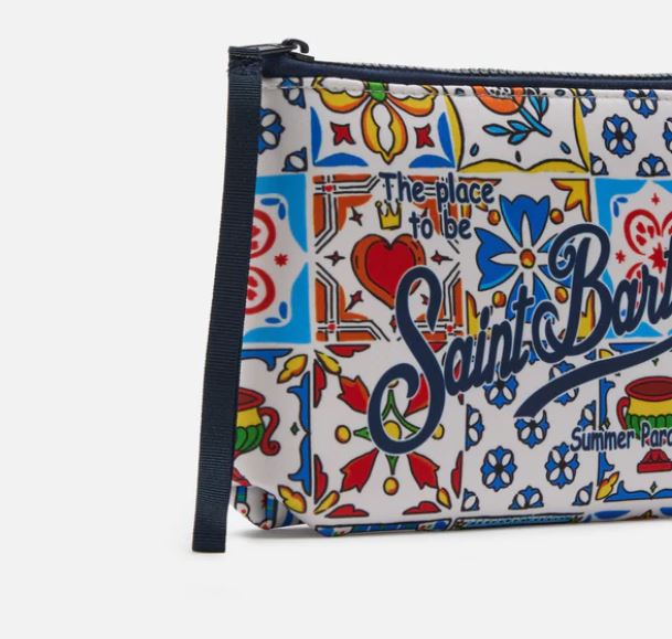 Pochette Aline in scuba con stampa maiolica