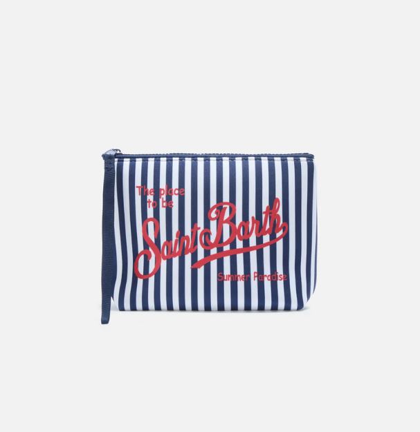 Pochette Aline in scuba a righe blu