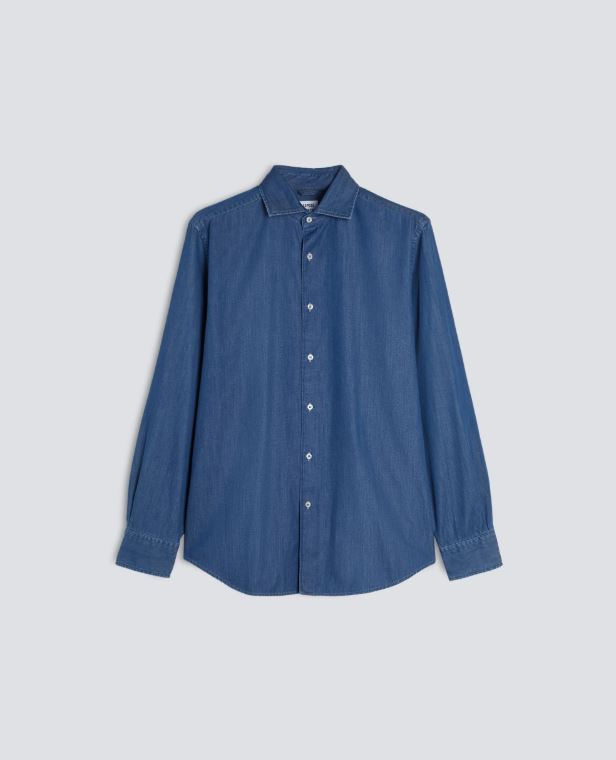 CAMICIA VIC IN TWILL DI COTONE ORGANICO - DENIM