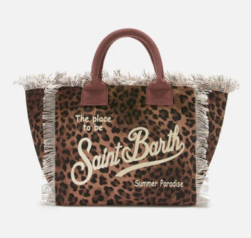 Borsa Colette in canvas con fantasia leopardata