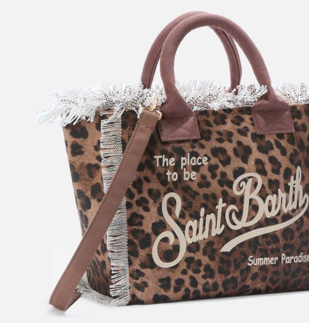 Borsa Colette in canvas con fantasia leopardata