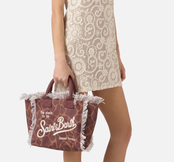 Borsa Colette in canvas con fantasia animalier