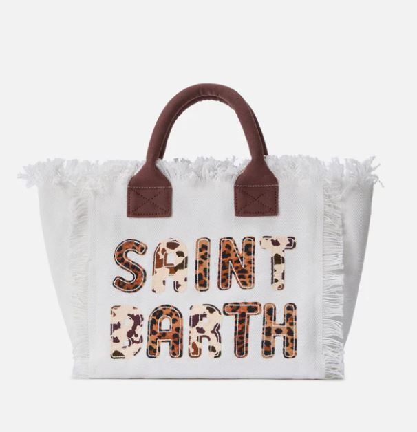 Borsa Colette in canvas bianca con patch logo animalier