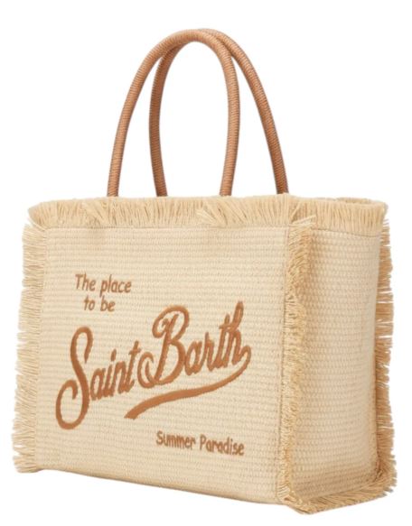 Borsa Colette in Paglia con logo e manici a Contrasto