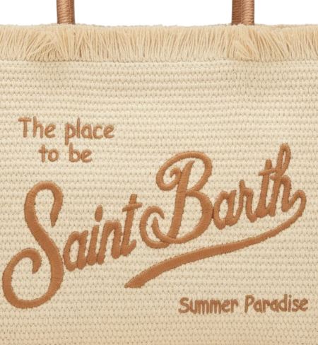 Borsa Colette in Paglia con logo e manici a Contrasto