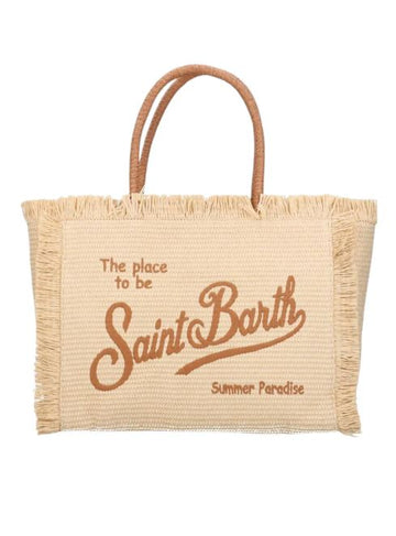 Borsa Colette in Paglia con logo e manici a Contrasto