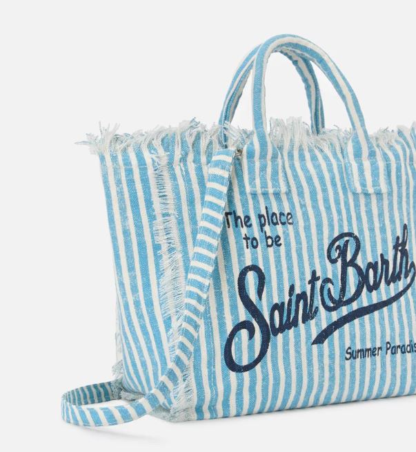 Borsa Colette in lino a righe azzurre e bianche
