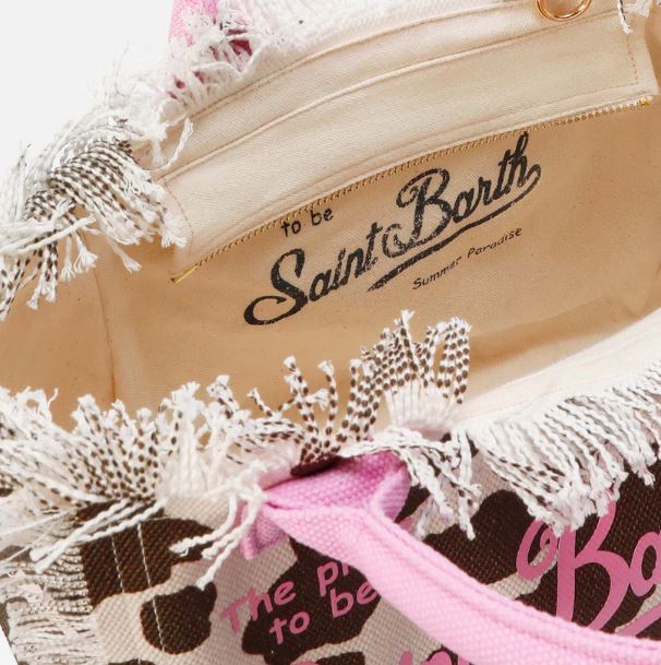 Borsa Colette in canvas con fantasia muccata e dettagli a contrasto