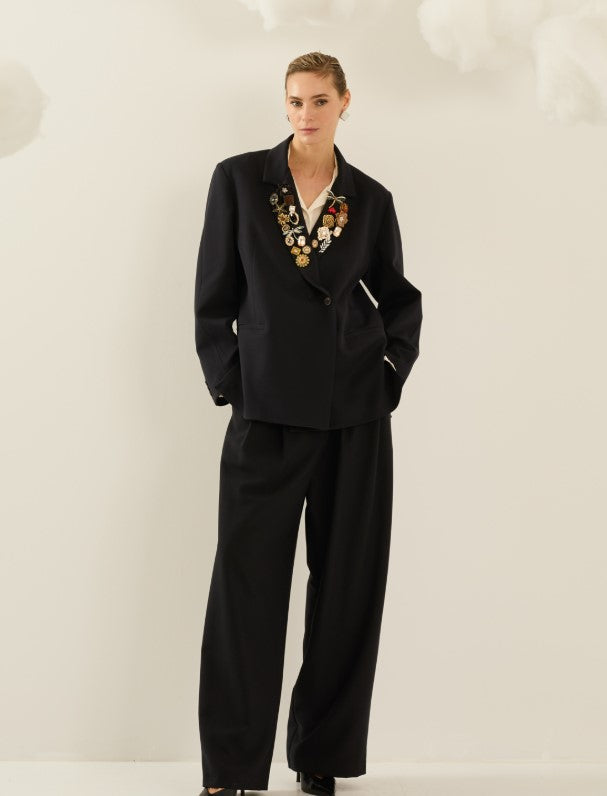 Pantalone a palazzo con pinces